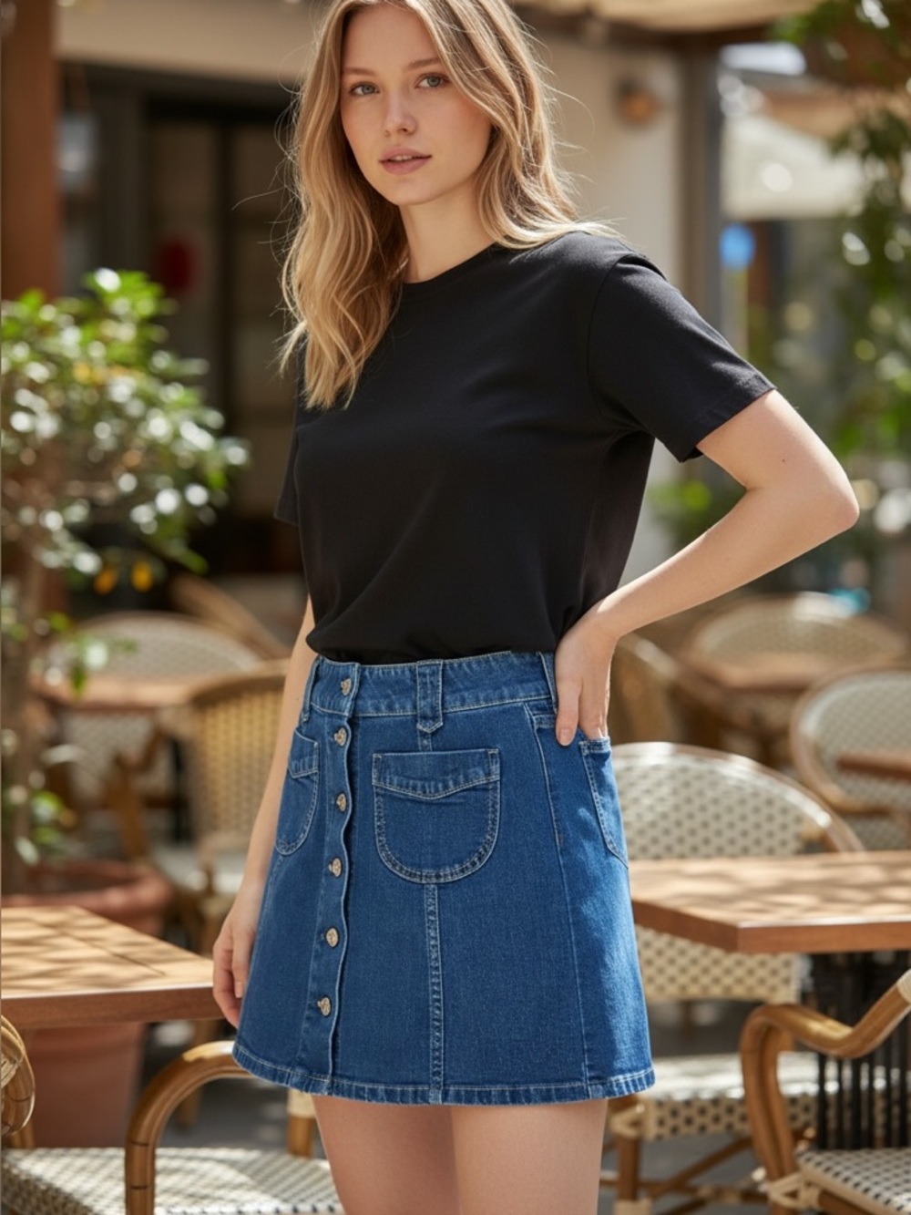 Madewell Dark Blue Denim Denim Mini Skirt with Copper Hardware